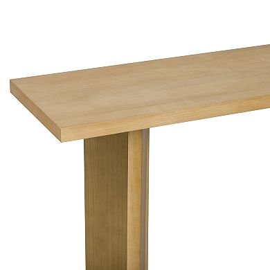 Pnronnc 63-Inch Console Table Pine Veneer Top Entryway Table with Geometric Legs