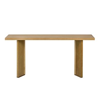 Pnronnc 63-Inch Console Table Pine Veneer Top Entryway Table with Geometric Legs