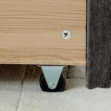 Pnronnc Upholstered King Platform Bed Frame with 4 Storage Drawers Grounded Bed Frame