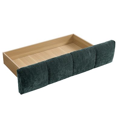 Pnronnc Queen Grounded Platform Bed Frame with 4 Drawers Soft Headboard Upholstered Low Profile Bed