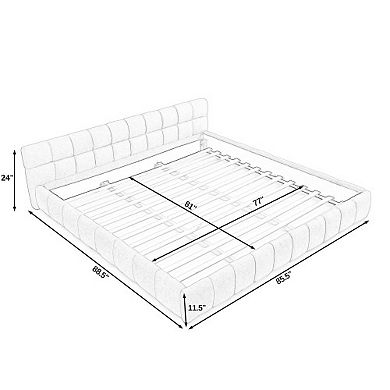 Pnronnc King Fabric Upholstered Bed Frame Grounded Bed Low Profile Platform Bed