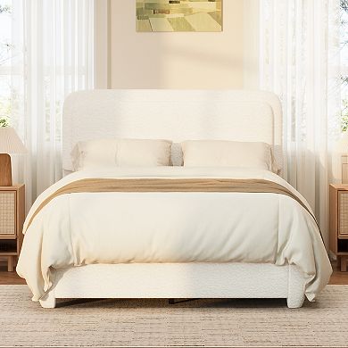 Pnronnc Low Profile Bed Frame Upholstered Platform Bed with Adjustable Headboard