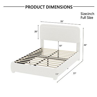 Pnronnc Low Profile Bed Frame Upholstered Platform Bed with Adjustable Headboard