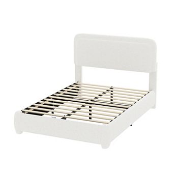 Pnronnc Low Profile Bed Frame Upholstered Platform Bed with Adjustable Headboard