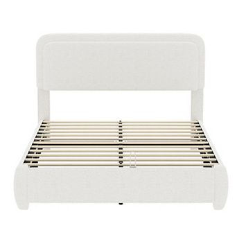 Pnronnc Low Profile Bed Frame Upholstered Platform Bed with Adjustable Headboard