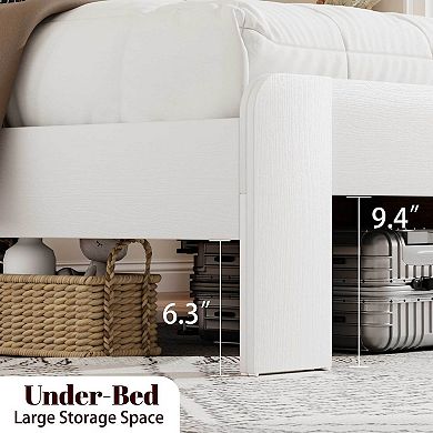 Pnronnc Bed Frame Wood Platform Bed with Headboard Metal Slat Support