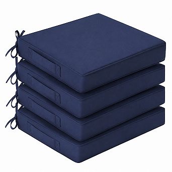 4 Pack Outdoor Chair Cushions Waterproof Fade Resistant Thick Foam With Handles And Ties