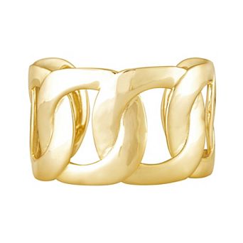 Rivka Friedman 18K Gold Plated Curb Link Open Bangle Bracelet