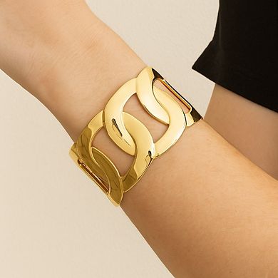 Rivka Friedman 18K Gold Plated Curb Link Open Bangle Bracelet