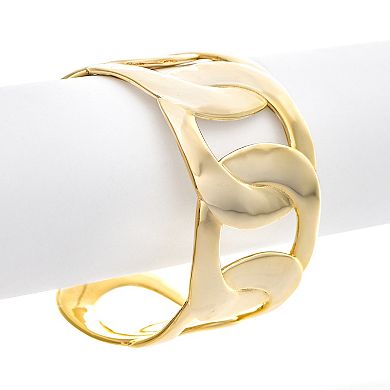 Rivka Friedman 18K Gold Plated Curb Link Open Bangle Bracelet