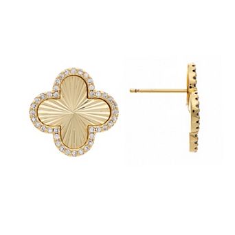 Rivka Friedman 18K Gold Plated Cubic Zirconia Flower Stud Earrings
