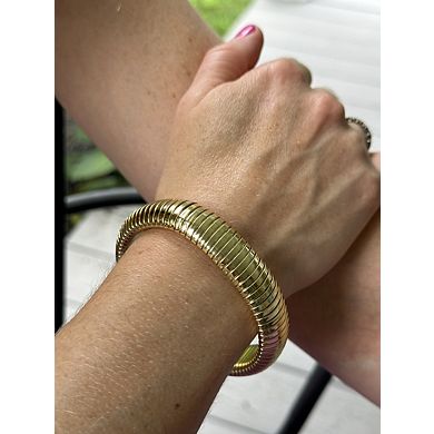Rivka Friedman 18K Gold Plated Polished Slide On Bangle Bracelet