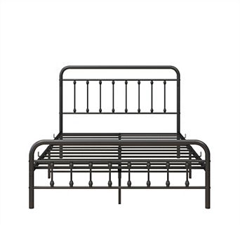 Pnronnc Metal Bed Frame Victorian Style Platform Bed with Headboard and Footboard