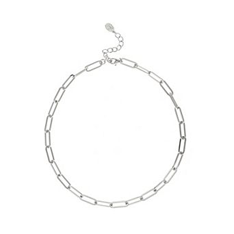 Rivka Friedman Rhodium Plated Polished Paperclip Strand Chain Necklace