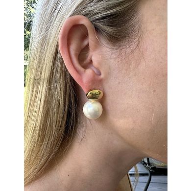 Rivka Friedman 18K Gold Plated Pearl Drop Earrings