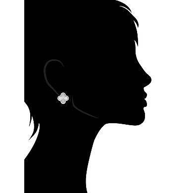 Rivka Friedman Rhodium Plated Cubic Zirconia Flower Stud Earrings