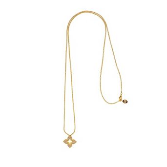 Rivka Friedman 18K Gold Plated Cubic Zirconia Long Quatrefoil Pendant