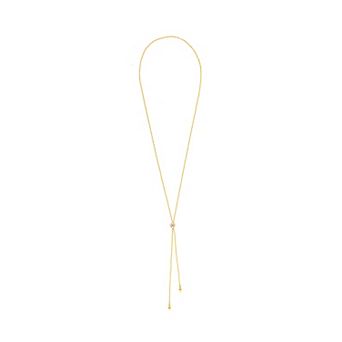 Rivka Friedman 18K Gold Plated Beaded Chain Lariat Necklace with CZ Accent