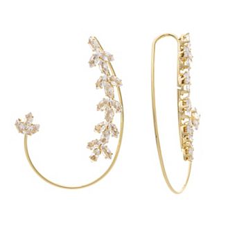 Rivka Friedman 18K Gold Plated Floral Crawler Slip On CZ Earring