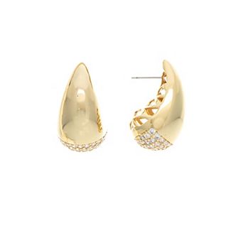 Rivka Friedman 18K Gold Plated Teardrop Bubble Stud Earring with Cubic Zirconia Pavé Detail
