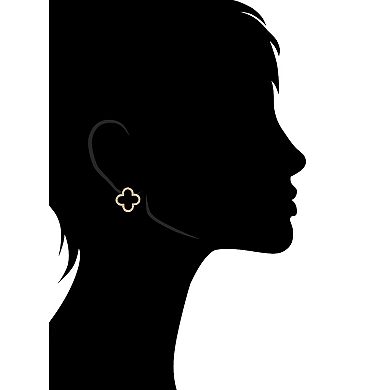 Rivka Friedman 18K Gold Plated Onyx and CZ Flower Station Stud Earrings