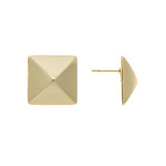 Rivka Friedman Polished 18K Gold Plated Large Pyramid Stud Earrings