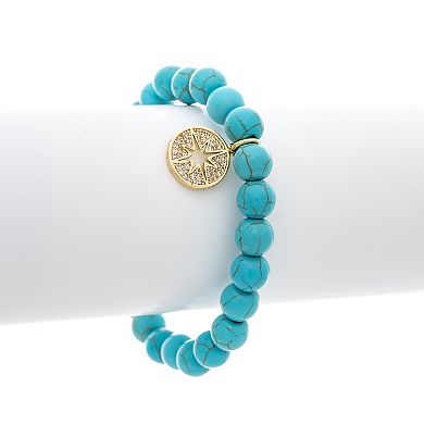 Rivka Friedman Turquoise Beaded Stretch Bracelet with Starburst Charm