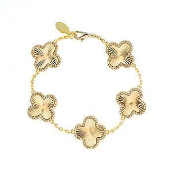 Rivka Friedman 18K Gold Plated Five Station Flower Bracelet