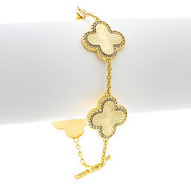 Rivka Friedman 18K Gold Plated Five Station Flower Bracelet