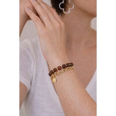 Rivka Friedman Brown Bead Stretch and Chain Bracelet Set