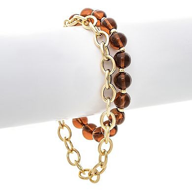 Rivka Friedman Brown Bead Stretch and Chain Bracelet Set