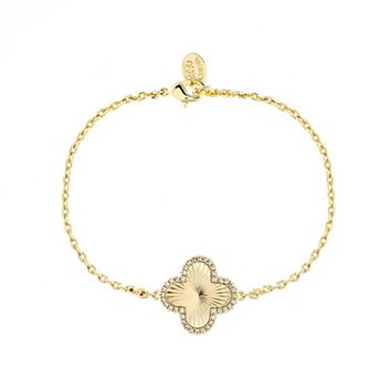 Rivka Friedman 18K Gold Plated Single Flower Station with CZ Surround on Cable Chain