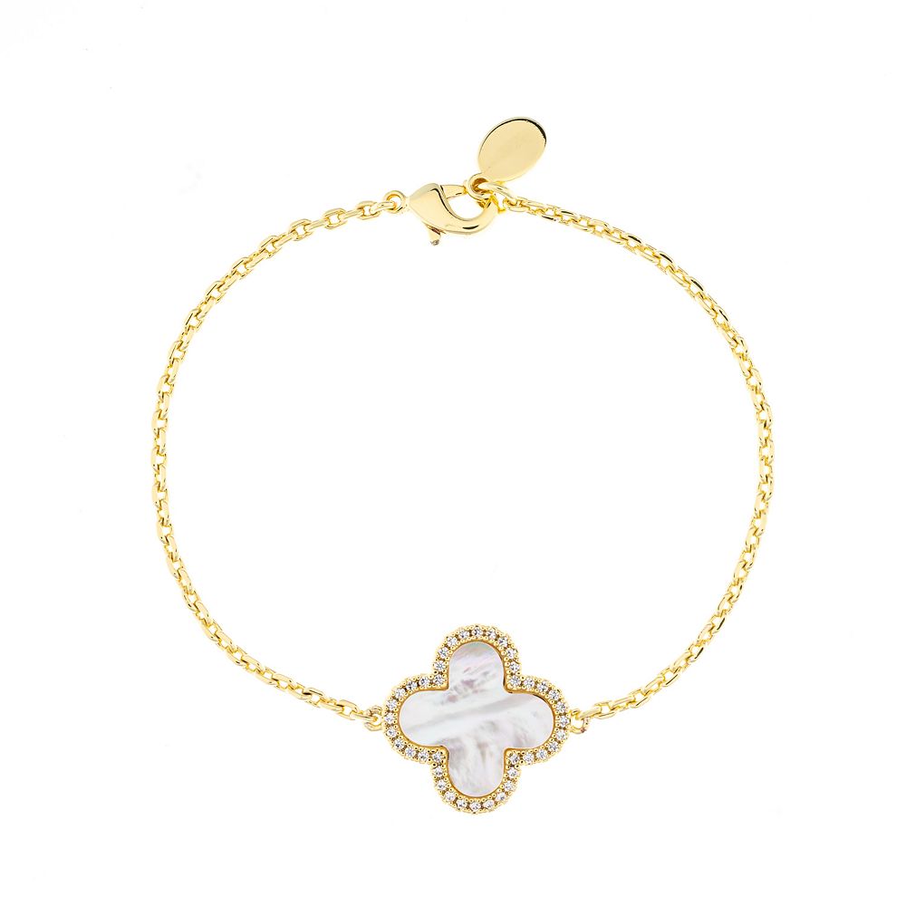 Rivka Friedman 18K Gold Plated Single Mother of Pearl Flower