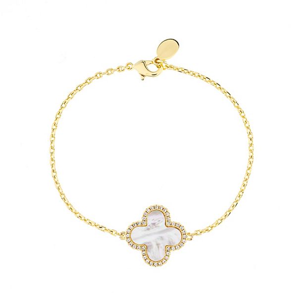 Rivka Friedman 18K Gold Plated Single Mother of Pearl Flower