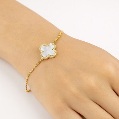 Rivka Friedman 18K Gold Plated Single Mother of Pearl Flower