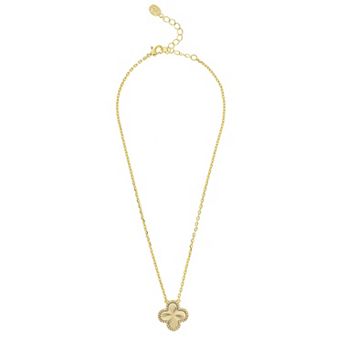 Rivka Friedman 18K Gold Plated Flower Soliatire Pendant with CZ Surround