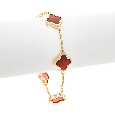 Rivka Friedman 18K Gold Plated Carnelian Flower Station Bracelet