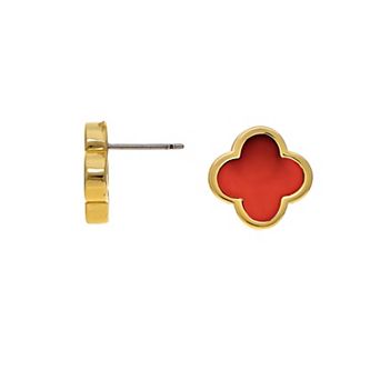 Rivka Friedman 18K Gold Plated Carnelian Flower Stud Earring
