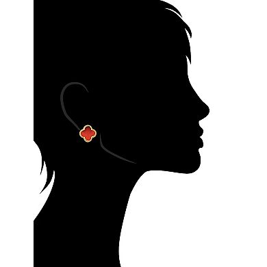 Rivka Friedman 18K Gold Plated Carnelian Flower Stud Earring