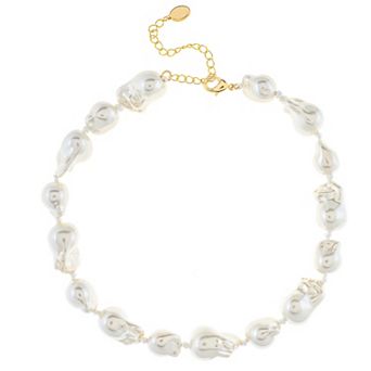 Rivka Friedman Baroque Shell Pearl Collar Necklace