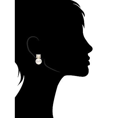 Rivka Friedman 18K Gold Plated Cubic Zirconia and Pearl Drop Stud Earring