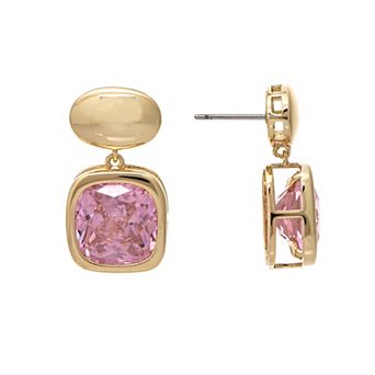 Rivka Friedman 18K Gold Plated Pink Bezel Drop Earring