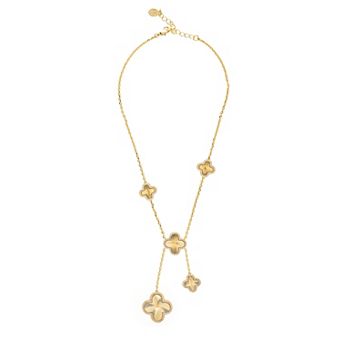 Rivka Friedman 18K Gold Plated CZ Flower Station Y Necklace