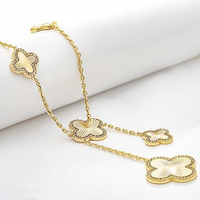 Rivka Friedman 18K Gold Plated CZ Flower Station Y Necklace