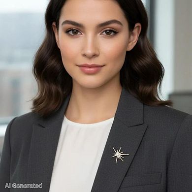 Rivka Friedman 18K Gold Plated CZ Starburst Pin