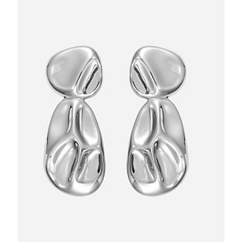 Rivka Friedman Rhodium Plated Sculptural Statement Drop Earrings