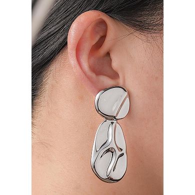 Rivka Friedman Rhodium Plated Sculptural Statement Drop Earrings
