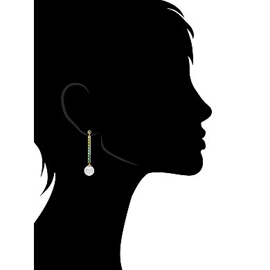 Rivka Friedman 18K Gold Plated Green Gradient Line Drop Earring with Pearl Detail