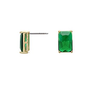 Rivka Friedman 18K Gold Plated Kelly Green CZ Solitaire Stud Earring