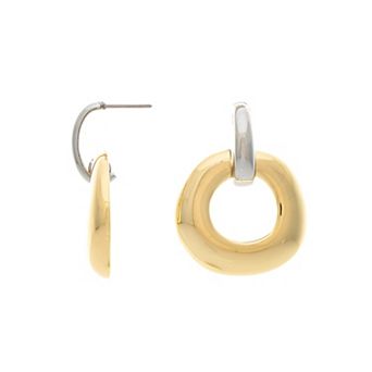 Rivka Friedman Two Tone Front Facing Hoop Earrings